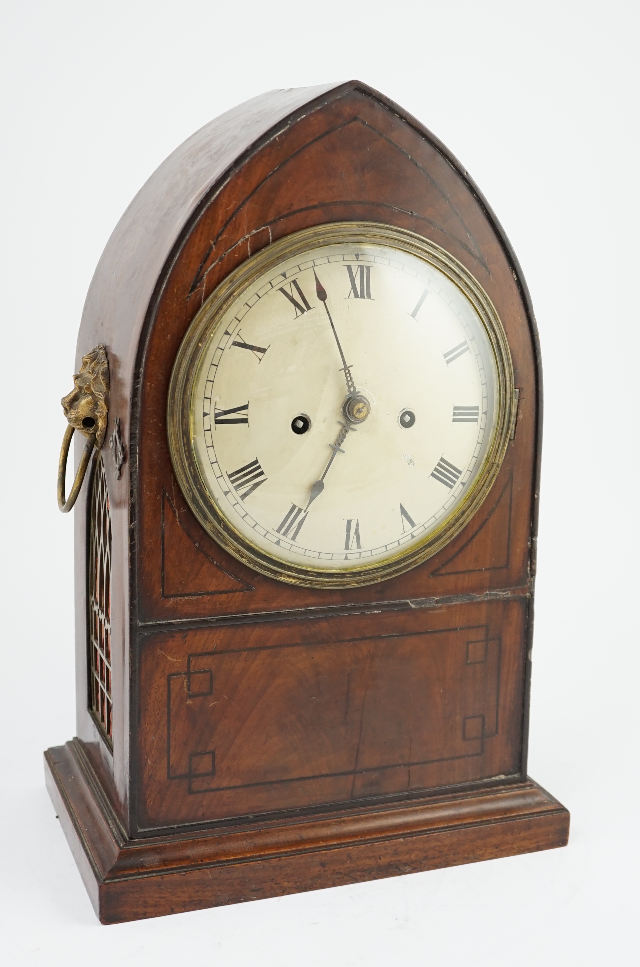 A Regency ebony strung mahogany bracket clock